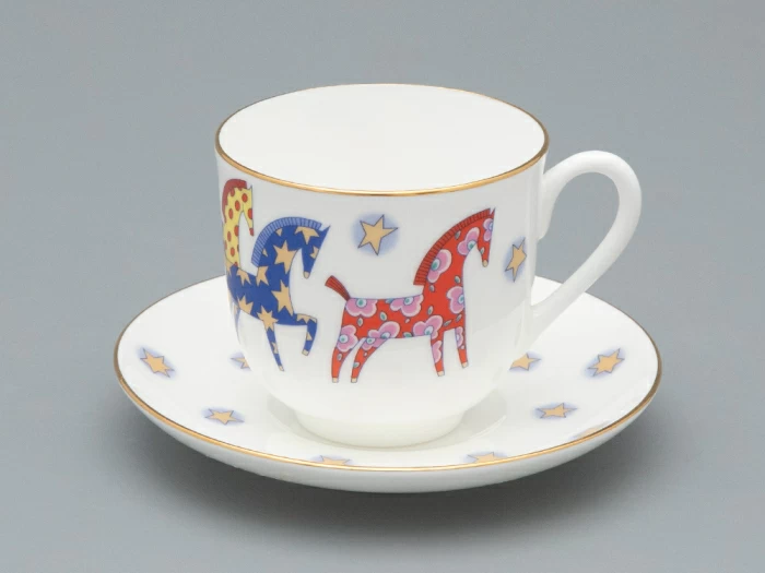 Чашка с блюдцем 180 мл.,  форма Ландыш рисунок Год лошади, арт. 81.33974.00.1, 