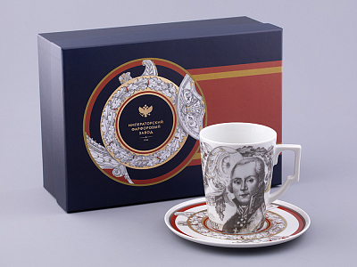 Бокал с блюдцем в подарочной упаковке, форма Гранд, рисунок Полководцы России Федор Ушаков, арт. 81.32433.00.1