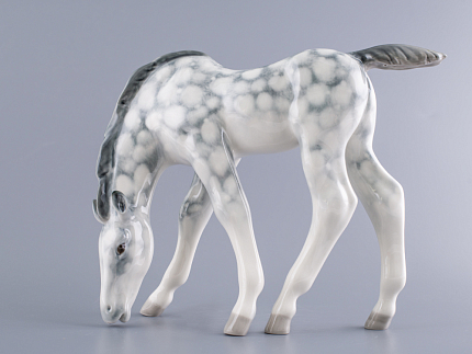 Скульптура Жеребенок пасущийся серый в яблоках арт. 82.01960.00.1