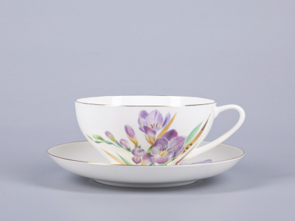 Чашка с блюдцем чайная 300 мл форма Купольная рисунок Freesia арт. 81.29659.00.1, 