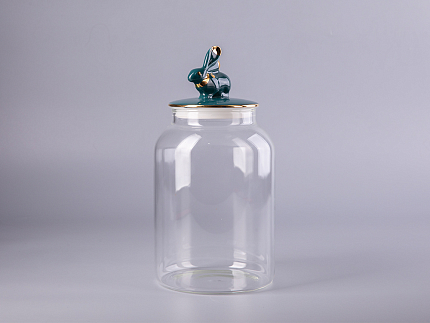 Подарочный набор Банка с фарфоровой крышкой Кролик изумруд арт. 14.10076.07