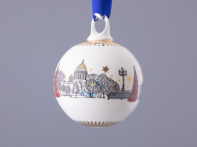 Подарочный набор Ёлочных украшений, форма Шар с петелькой, рисунок Рождественский Петербург, арт. 81.32760.00.1