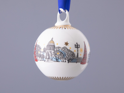 Подарочный набор Ёлочных украшений, форма Шар с петелькой, рисунок Рождественский Петербург, арт. 81.32760.00.1, 
