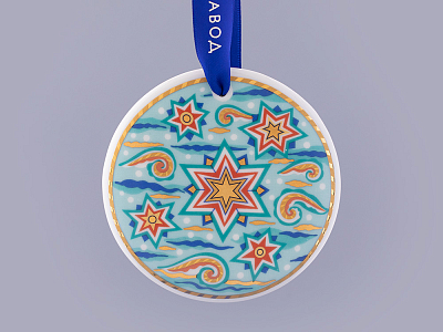 Подарочный набор Ёлочная игрушка, форма Сфера, рисунок Три стихии Змея, арт. 81.32609.00.1