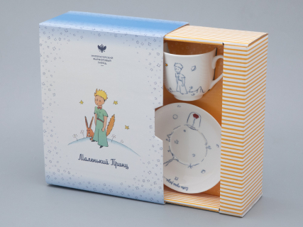 Подарочный набор Чашка с блюдцем, форма Ландыш рисунок Маленький Принц и Роза, арт. 81.27751.00.5, 