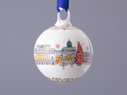 Подарочный набор Ёлочных украшений, форма Шар с петелькой, рисунок Рождественский Петербург, арт. 81.32760.00.1, 