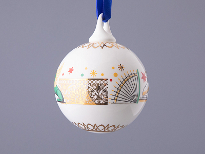 Подарочный набор Ёлочных украшений, форма Шар с петелькой, рисунок Рождественский Петербург, арт. 81.32760.00.1