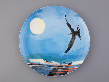 Декоративная тарелка в подарочной упаковке, форма Эллипс, рисунок …движется  лодка, арт. 81.33217.00.1