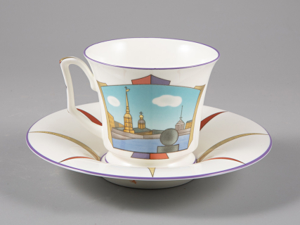 Чашка с блюдцем чайная, форма Юлия рисунок Петербургские картинки. Невские берега, арт. 81.29022.00.1, 