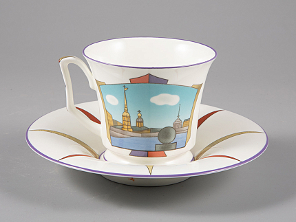 Чашка с блюдцем чайная, форма Юлия рисунок Петербургские картинки. Невские берега, арт. 81.29022.00.1