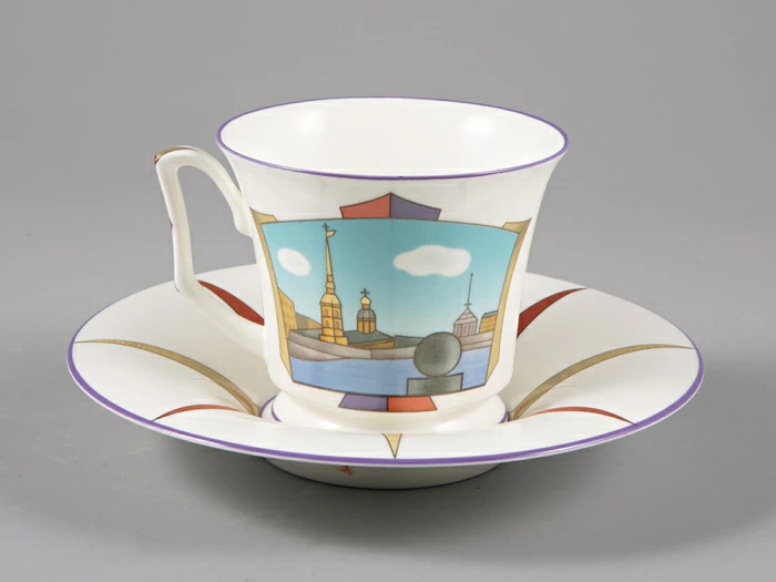 Чашка с блюдцем чайная, форма Юлия рисунок Петербургские картинки. Невские берега, арт. 81.29022.00.1, 