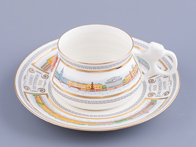 Чашка с блюдцем кофейная 180 мл.,  форма Билибина, рисунок Набережные Невы арт. 81.15737.00.1