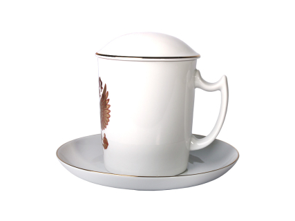 Бокал с блюдцем и с крышкой 380 мл форма Снежное утро рисунок Двуглавый орел арт. 81.15546.00.1, 