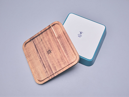 Набор для запекания с деревянной крышкой (2 предмета) в подарочной упаковке, форма Стандартная, рисунок Календа, арт 42.00075.00.1