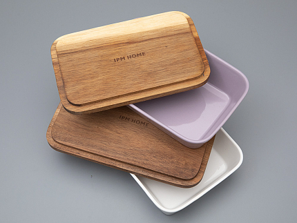 Набор для запекания с деревянной крышкой (2 предмета) форма Стандартная, рисунок Monplaisir Violet,в упаковке арт 42.00058.00.1