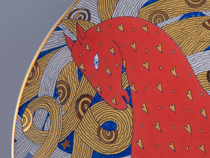 Тарелка декоративная 195 мм в подарочной упаковке, форма Эллипс, рисунок Год лошади арт 81.33965.00.1