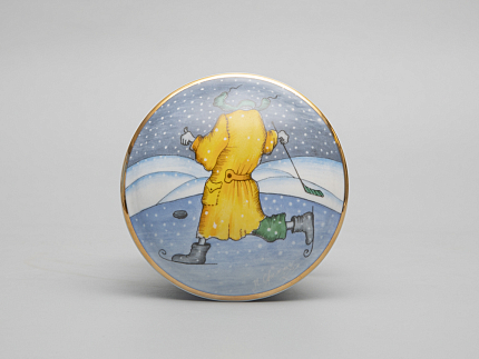 Туалетная коробочка форма Круглая рисунок Зима. Хоккей арт. 81.31061.00.1