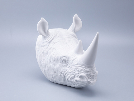 Скульптура форма Носорог голова, Белый бисквит, арт 82.49078.00.1