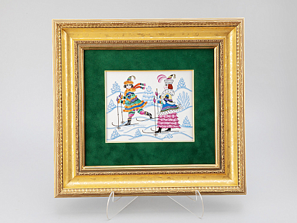 Подарочный набор Пласт в багете 43Х39 Прямоугольная Зимние забавы Лыжи, арт. 80.40584.00.1