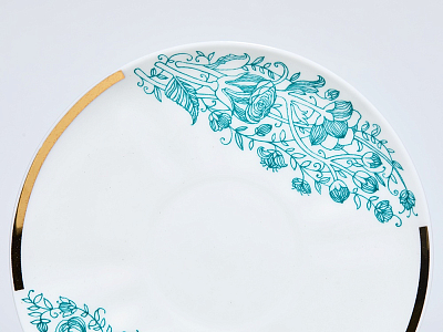 Чашка с блюдцем чайная 200 мл форма Гвоздика рисунок Лето Зеленое арт. 81.20071.00.1