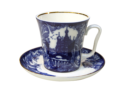 Бокал с блюдцем 360 мл форма Ленинградский рисунок Морозный день арт. 81.10490.00.1