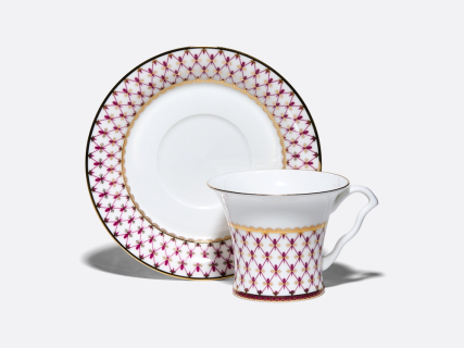 Чашка с блюдцем чайная 260 мл, форма Юлиана, рисунок Сетка-Блюз 2, арт. 81.10802.00.1, 