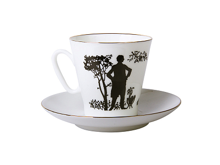 Чашка с блюдцем кофейная 80 мл.,  форма Черный кофе,  рисунок Семья арт. 81.16747.00.1