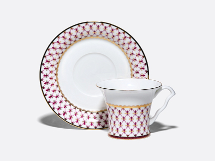 Чашка с блюдцем чайная 260 мл, форма Юлиана, рисунок Сетка-Блюз 2, арт. 81.10802.00.1