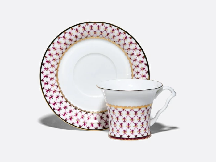 Чашка с блюдцем чайная 260 мл, форма Юлиана, рисунок Сетка-Блюз 2, арт. 81.10802.00.1, 