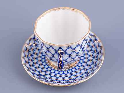 Чашка с блюдцем кофейная 140 мл.,  форма Тюльпан,  рисунок Кобальтовая сетка арт. 81.10106.00.1