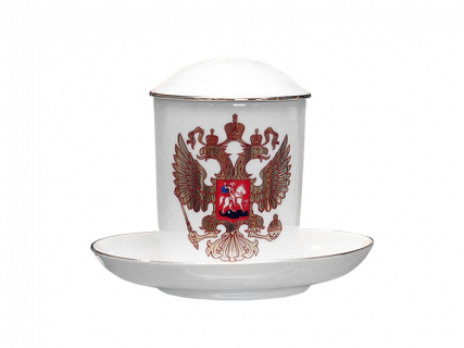 Бокал с блюдцем и с крышкой 380 мл форма Снежное утро рисунок Двуглавый орел арт. 81.15546.00.1, 