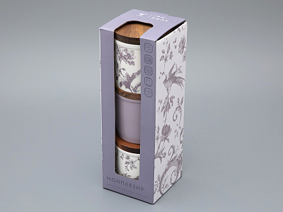 Набор банок с деревянной крышкой (3 предмета) форма Стандартная, рисунок Monplaisir Violet, арт 42.00062.00.1