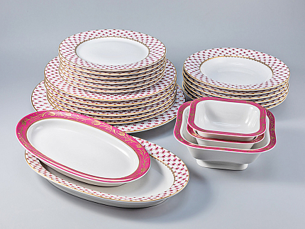 Сервиз столовый форма Молодежная рисунок Сетка-Блюз-2, 6 персон 24 предмета, арт. 81.26393.00.1