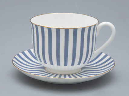 Чашка с блюдцем чайная форма Ландыш рисунок Да и нет Серый, арт. 81.32281.00.1, 