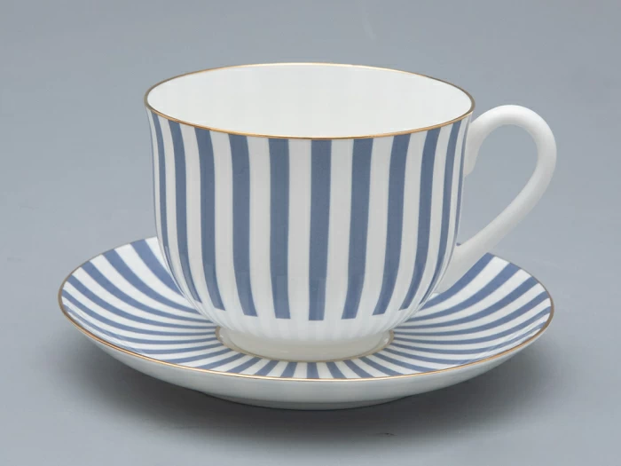 Чашка с блюдцем чайная форма Ландыш рисунок Да и нет Серый, арт. 81.32281.00.1, 