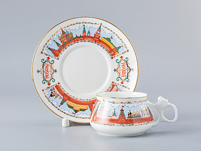 Чашка с блюдцем кофейная 180 мл.,  форма Билибина, рисунок Московский Кремль арт. 81.15932.00.1