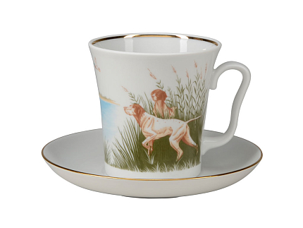 Бокал с блюдцем 360 мл форма Ленинградский рисунок Утки пролетели арт. 81.25813.00.1