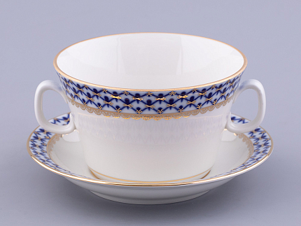 Чашка с блюдцем для бульона Молодежная Кобальтовая сетка арт. 81.13919.00.1