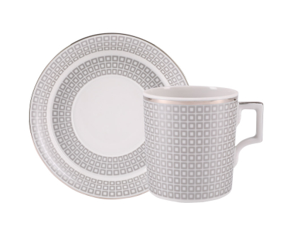 Чашка с блюдцем чайная форма Гербовая рисунок Зазеркалье. Квадраты ( мет.), арт. 81.27713.00.1, 