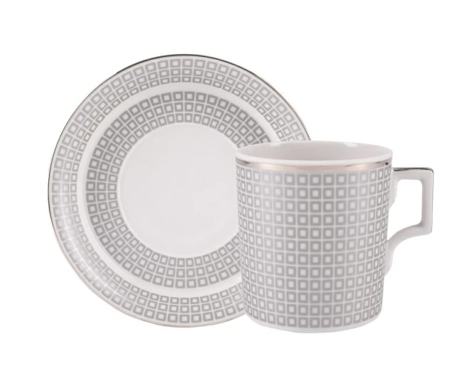Чашка с блюдцем чайная форма Гербовая рисунок Зазеркалье. Квадраты ( мет.), арт. 81.27713.00.1, 