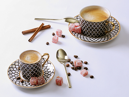 Чашка с блюдцем кофейная 115 мл., форма Идиллия, рисунок Неро 2, арт. 81.32142.00.1