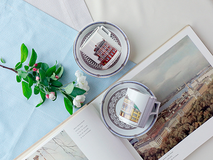 Чашка с блюдцем чайная, форма Гербовая, рисунок Серебряный город 5, арт. 81.32588.00.1