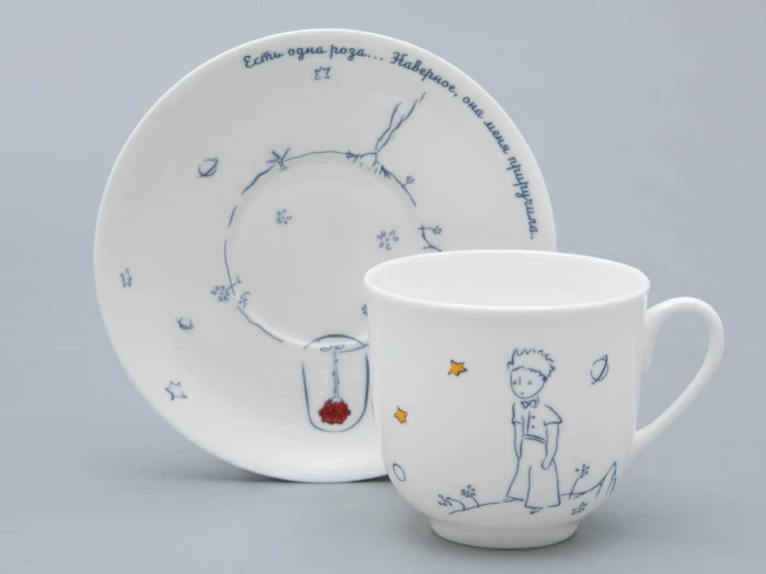 Подарочный набор Чашка с блюдцем, форма Ландыш рисунок Маленький Принц и Роза, арт. 81.27751.00.5, 