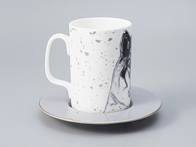 Бокал с блюдцем Тотем в подарочной упаковке, рисунок Волк, арт. 81.28374.00.1