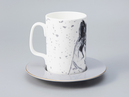 Бокал с блюдцем Тотем в подарочной упаковке, рисунок Волк, арт. 81.28374.00.1, 