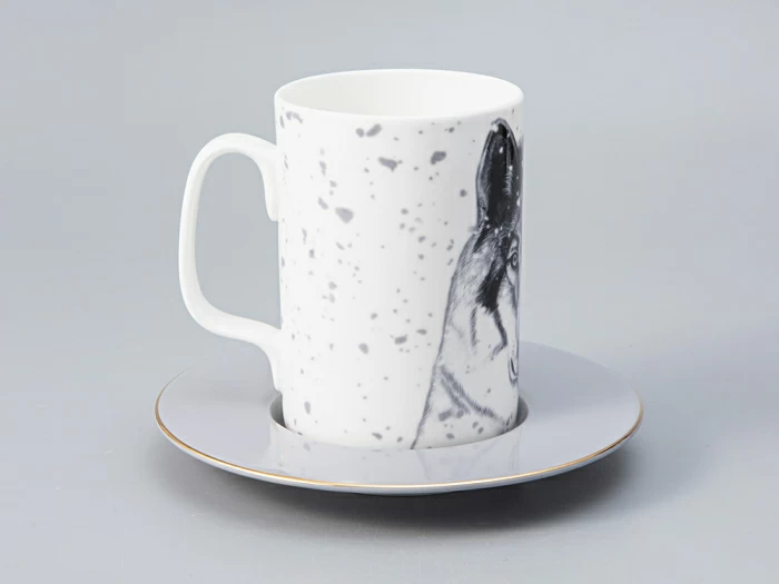 Бокал с блюдцем Тотем в подарочной упаковке, рисунок Волк, арт. 81.28374.00.1, 