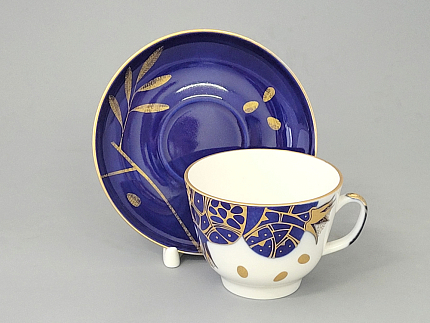 Чашка с блюдцем чайная 375 мл форма Подарочная рисунок Гранат золотой арт. 81.19177.00.1