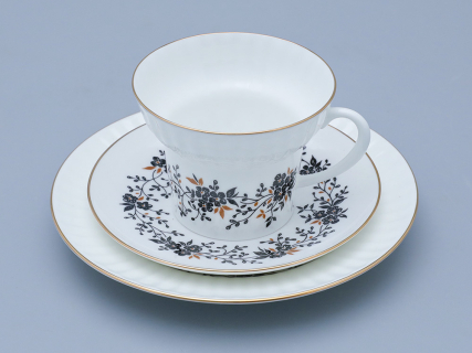 Трехпредметный комплект чайный форма Волна рисунок Тонкие веточки 155 мл арт. 81.14404.00.1, 