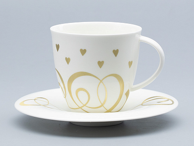 Чашка с блюдцем чайная форма Оливия рисунок Сердечки арт. 81.31428.00.1