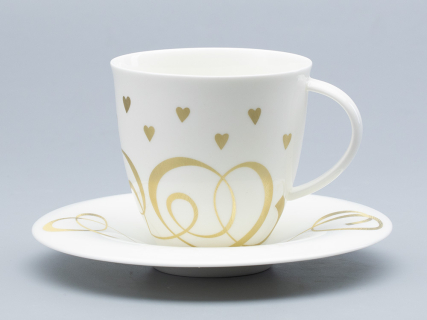 Чашка с блюдцем чайная форма Оливия рисунок Сердечки арт. 81.31428.00.1, 